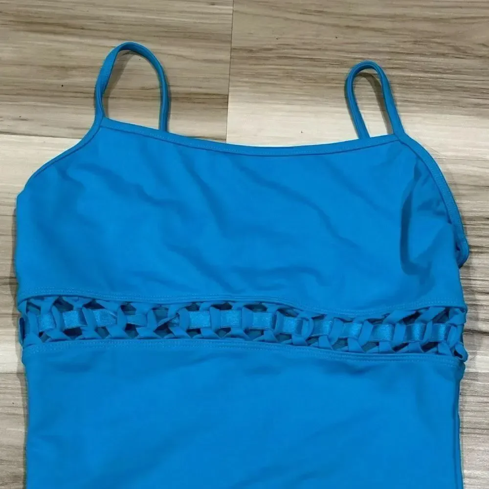 Bloch Blue Lattice Bathing Suit Girls Small